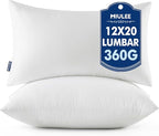MIULEE Throw Pillows Inserts, Pack of 2 12x20 Inch 100% Virgin Fiber Filling Bed Couch Pillows