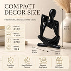 Black Bookshelf Decor Thinker Statue, Abstract Reading Figurine Style B, Resin Decorative Bookend for Coffee Table, Shelf, Home Office, Library