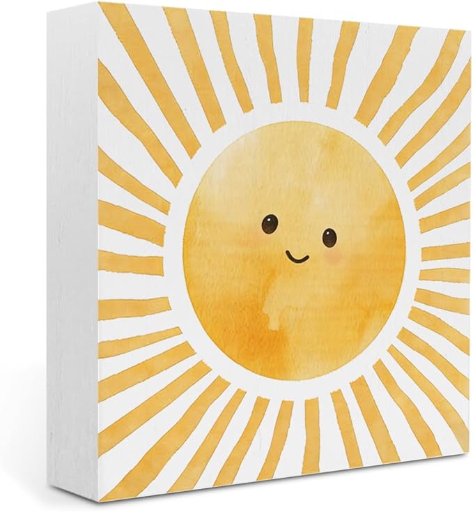 Sun Decor Summer Decor Sunshine Gifts Inspirational Summer Decorations Wooden Box Sign for Home Office Farmhouse Table Shelf
