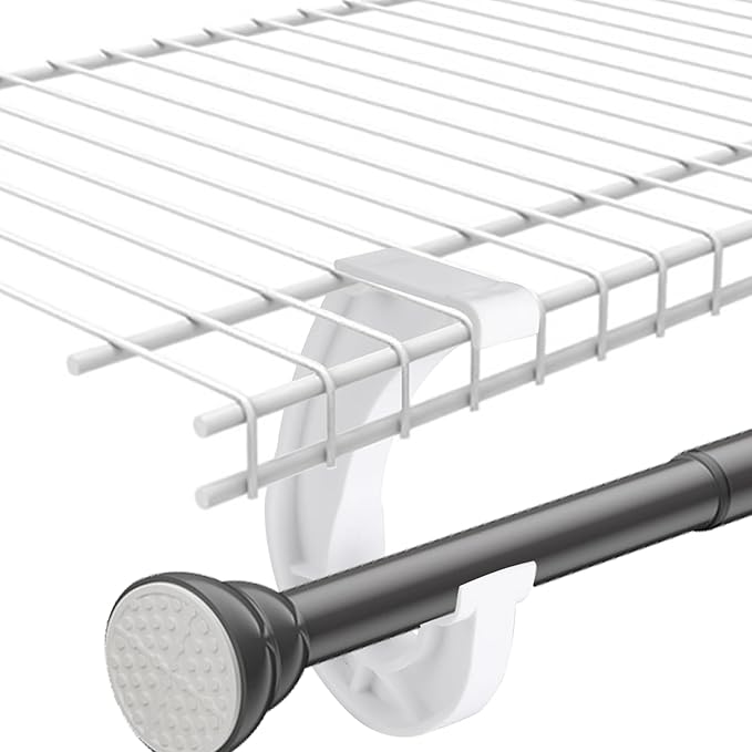 4Pcs Hanging Closet Rod Support,3/4 Closet Shelf Rod Holder,Sturdy J-Shaped Closet Brackets for Hanging Clothes,Cabinets Storage and Curtain