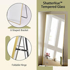 BEAUTYPEAK Full Length Mirror, 71"x26" Standing Hanging or Leaning Against Wall Floor Mirrors Body Dressing Wall-Mounted for Living Room, Bedroom with Aluminum Alloy Thin Frame, Gold