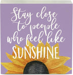 Sunflowers Purple Room Decor Sunflower Gifts for Women Spring Decor Purple Accessories Sunflower Wooden Box Sign for Home Office Desk Tabletop Shelf