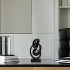DOVDOV Abstract Black Knot Sculpture, Geometric Decor, Black Decorative Piece for Living Room Coffee Table or Bookshelf Top, Office Coffee Table or Entryway Console Decor.