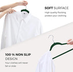 HOUSE DAY Premium Velvet Hangers 50 Pack, Non-Slip Flocked Felt Hangers, Sturdy Clothes Hanger with 360° Rotatable Hook, Heavy Duty Durable Slim Coat Hanger for Closet Space Saving(Emerald Green)