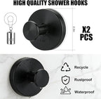 Mity rain Suction Cup Hooks for Door Wreaths, Reusable Metal Wreath Hangers for Front Door Glass Windows, Strong Hold No-Drill Wreath Holder Ideal for Holiday & Christmas Door Decorations（Black）