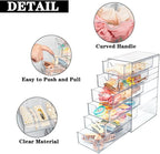 Clear Acrylic 6 Drawers Storage Organizer for Hair Accessories Stackable Containers Box for Cosmetics Jewelry Stationery Storage Organization Drawers Set (6 Drawers)