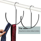 Belt Hangers, Space Saving Heavy Duty Metal Belt Hanger, Tie Rack Hanger, Rubber Cover, 9.6in x 7.9in, Black (2 Pack)