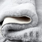 Faux Rabbit Fur Washable Rugs for Bedroom Light Grey Fluffy Rug for Living Room Non Slip Faux Fur Rug for Hallway 2x6 Shaped Rugs