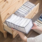 HSLFUAI 2 Pack Drawer Organizer for Thin Jeans,Pants,T-shirts Foldable Closet Organizer Drawer Soft Fabric Dresser Drawer Divider Bins for Thin Jeans,Pants,T-shirts (Gray-7M-2PCS)
