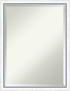 Amanti Art White Wall Mirror 26x20 Morgan White Blue Rectangle Bathroom Mirror for Wall Decor Living Room, Medium Modern Wood Frame, Hangs Horizonally and Vertically, Bathroom Decor, Beveled Edge