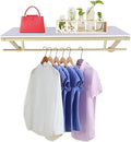 Shelf with Hanging Rod, Gold Closet Rod, Gold Closet Shelf with Hanging Rod, Clothes Rack with Top Shelves, Loads up to 88 lb, for Home, Clothing Store