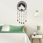 Crystal Tree of Life Dream Catchers with Stone Pendant Black Dream Catcher Wall Decor Handmade Dreamcatcher Wall Hanging Ornament for Bedroom Living Room Home Decor