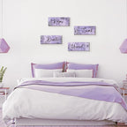 ONIZHITY 4-Piece Purple Floral Wall Art - Wooden Decor with Relax Soak Unwind Breathe Positive Hanging Art for Women's Bedroom & Living Room (10x4 Inches)