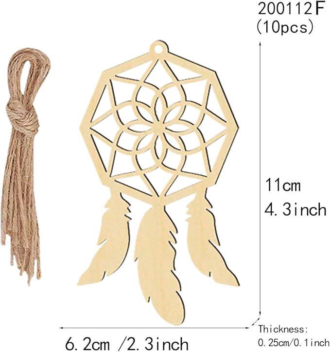 80 Set Wooden Dream Catchers Kits Wood Small Unfinished Dream Catcher Decorative Hanging Ornaments Cutouts to DIY Paint Crafts for Wall Home Tree Decor, 8 Styles
