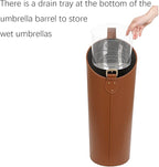 Indoor Entryway leather Umbrella bucket，Large Capacity Umbrella Storage stand，tall umbrella holder,For Hotel,Offices,home,Commercial(Black+brown)