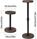 2 Pcs Tabletop Hat Stand Cap with Height Adjustment, Industrial Metal Pipe Rustic Burnt Wood Hat Rack, Wig Rack or Jewelry Display Riser
