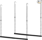 STORAGE MANIAC Hanging Closet Rod, Adjustable Width and Height Closet Hanging Organizer, Space-Saving Clothes Hanging Bar, Closet Extender Hanging Rod Double Closet Hanging Rod, 2 Pack Black