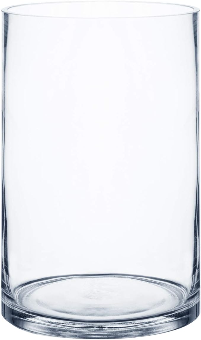 Royal Imports Flower Glass Vase Decorative Centerpiece for Home or Wedding - Cylinder Shape (5" Wide x 7" Tall, Clear)