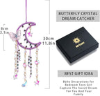 Artilady Dream Catcher for Girls - Purple Butterfly Small Moon Dream Catchers with Crystals Cute Room Decor for Teen Girls Boys Boho Bedroom Wall Home Decorations Birthday