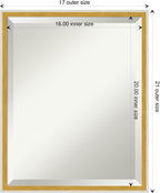 Amanti Art White Wall Mirror 21x17 Paige White Gold Rectangle Bathroom Mirror for Wall Decor Living Room, Small Modern Wood Frame, Hangs Horizonally and Vertically, Bathroom Decor, Beveled Edge