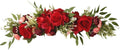 Wnvivi Artificial Flower Swag, 25.6 Inch Silk Rose Hydrangea Swag Arch Garland Front Door Decorative Floral Swags Lintel Floral Decoration for Wedding Ceremony Table Centerpiece (Red)