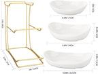 jessie 3 Tier Ceramic Fruit Bowls for Kitchen Counter with Metal Rack, Fruit Basket with Stand, Porcelain Bowls for Fruit Vegetable Bread Candy Snack Nuts Dessert Cake Tray (White 3 Layer)