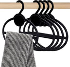 AHANDMAKER 10 Pcs Black Plastic Oval Scarf Hanger, Space Saving Scarf Holder, Tie, Belt, Headband Organizer, 5.35 Inch