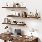 Vivelove 10 Inch Deep Floating Shelves 30 inch Long, 30 x 10 Wide Wall Shelves with Invisible Brackets, for Bedroom Bathroom Living Room Kitchen Office, Farmhouse Home Decor, Set of 2, Rustic Brown
