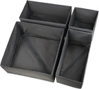 Washable Cloth Drawer Organizer, Set of 4 Foldable Sock Dresser Drawer Organizers Storage Boxes, Fabric Storage Boxes Closet Cabinet Organizer for Clothes (Gray, S+2M+L)