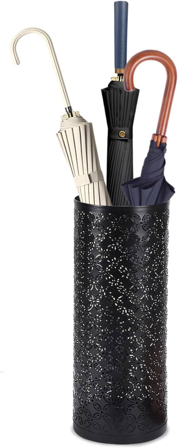 Metal Round Umbrella Stand Rack,Free Standing Umbrella Holder Bin, Canes Walking Sticks Holder for Entryway, Home, Office (Round)