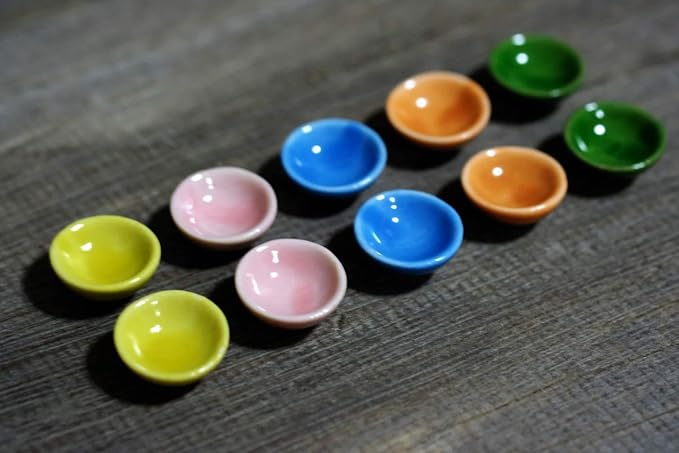 1shopforyou 1 Set of 10 Mixed colorful ceramic plates, and bowls handmade for home decoration can be a wonderful addition to your kitchen or dining area.