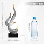 Silver Fire Flame Sculpture, Modern Abstract Resin Statue, Art Statue Home Decor for Living Room TV Stand Coffee Table Shelf Accents Decor