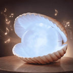 Seashell Pearl Night Light Ocean Sea Shell Snow Globe with Music and 6H Timer, USB & Battery Powered, Decorative Shell Night Light for Adult Kid Bedroom Living Room Coastal Decor Ideal Gift (Seashell)
