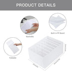 Qozary 4 Pack Drawer Organizers for Clothing, 8 Grids Foldable Closet Organizers and Storage Bins for Bedroom, Dresser Organizer Boxes for Thin T-shirts, Tank Tops (White, Upgrade Height)