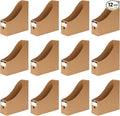 12 Pcs Cardboard Magazine File Holder Boxes with Labels, Magazine Holder Desk Organizer for Documents Storage, Foldable Folder Holder File Organizer Box Vertical File Folder Box for Desk