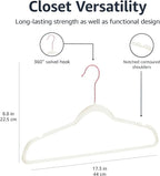 Amazon Basics Slim Velvet Non-Slip Space Saving Suit Clothes Hangers, Closet Organizer, Ivory/Rose Gold, 30-Pack
