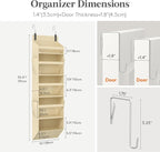 Lifewit 1 Pack Over the Door Organizer, Clear Window Hanging Storage with 4 Side Pockets, Anti Tilt 40 lbs Load Behind Door for Pantry, Nursery, Bathroom, Bedroom, Dorm, 5 Section, Beige