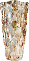 CEMABT Amber Glass Vase for Centerpieces, 9.4-inch Height, 5.1-inch Opening Width, 3.4 lbs Weight, Unbreakable, Suitable for All Kinds of Flowers, Modern and Elegant