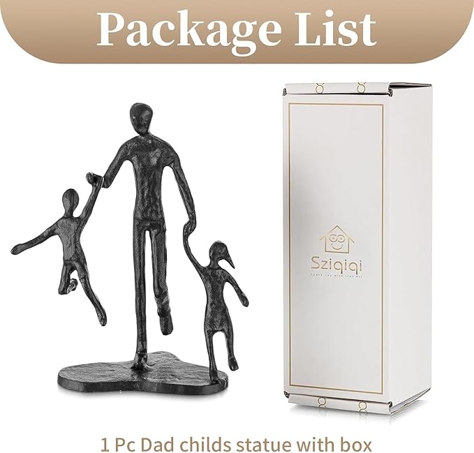 Sziqiqi Dad Birthday Gifts for Father - Dad Daughter Son Iron Statue Father Childs Love Sculpture Decoration for Fathers Day Wedding Christmas Figurine Memorial Gifts for Son Husband