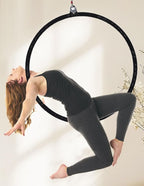 Aerial Lyra Hoop Kit 90cm, 32mm Thick, Maximum Load 460 LBS, Yoga Equipment Set with Hardware Kit for Yoga Dance, Aerial Fitness