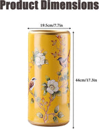 Ceramic Entryway Umbrella Stand,Handmade Appliques Chinese Umbrella Stand Barrels,Vintage Floor Standing Cane Holder Placed & Flower Vases for Hotel Office Home Entrance,D,17.3in