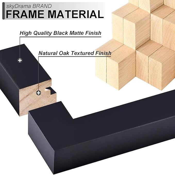 100% Solid Wood 12x14 Picture Frame Set of 3, Black Frame for 12 x 14 Inch Picture Poster Photo, Light Weight 12 by 14 HQ Matte Black Frame for Wall - 3 Pack/Black/12 x14