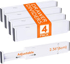 Lifewit 4 Pack 2.36" High Drawer Dividers 28-43.5cm/11-17" Adjustable Drawer Organizer for Clothes/Utensils, Expandable Drawer Separator in Dresser/Kitchen/Bedroom/Office Organization & Storage White