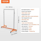 VEVOR Z Rack, Industrial Grade Z Base Garment Rack, Rolling Sturdy Steel Z Base Clothing Rack with Lockable Casters, for Home Clothing Store Display Orange (3 Sets)