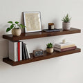 Homeforia Walnut 36 inch Floating Shelf, High End Solid Real Wood 36inch Large Shelves for Bathroom Wall, Dark Brown 36 inches Long Floating Shelves, Heavy Duty Bracket, 36 X 6.5 X 1.75 inch, Set of 3