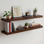 Homeforia Walnut 36 inch Floating Shelf, High End Solid Real Wood 36inch Large Shelves for Bathroom Wall, Dark Brown 36 inches Long Floating Shelves, Heavy Duty Bracket, 36 X 6.5 X 1.75 inch, Set of 4