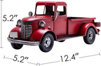 SOFFEE DESIGN 12'' Iron Classic Red Truck Pick-up Model Collectible Vehicle Decoration, Collectible Figurine Home Décor Desktop Car Accessory Christmas Decor Car Display Wine Holder
