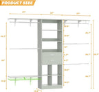 Closet System - 8FT Closet Organizer System with Wooden Drawers, 96" Closet Systems for Walk-In Closets with Cuttable Hanging Shelving, Green