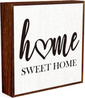 Home Sweet Home Sign Wooden Box Decorative,Home Sweet Home Decor Wood Box Sign，Rustic Farmhouse Square Decor Sign for Tabletop Home Living Room Decor 5 x 5 Inches （white）