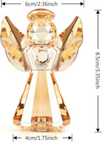 Crystal Guardian Angel Figurine Decoration, Glass Guardian Angel Statue Christmas Birthday Gifts for Women Daughter Girlfriend, Art Collectible Figurines Home Decor (Champagne)